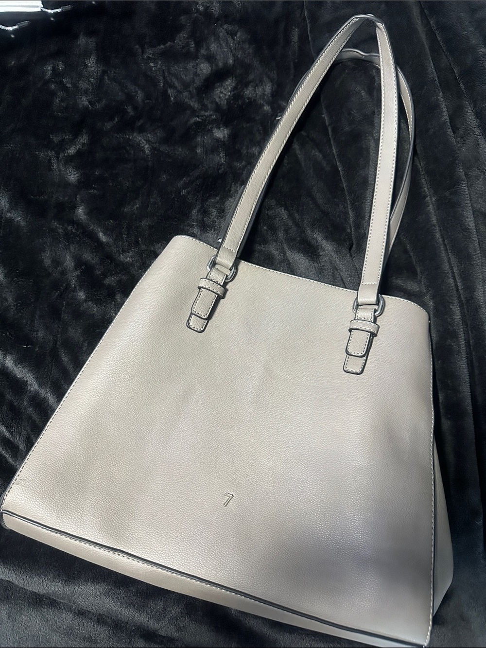 Women's Light Camel-Gray Structured (vegan leather) spacious bag!